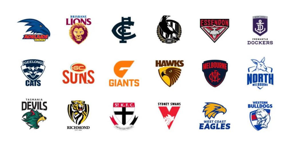 All of the AFL's logos, on a grid.